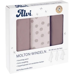 Alvi® Molton-Windeln 3er Pack Curly Dots 80 X 80 Cm