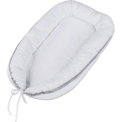 Babybay® Kuschelnest Weiß Punkte Perlgrau