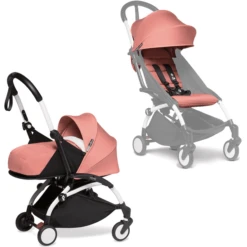BABYZEN Kinderwagen YOYO2 0+ White Mit Neugeborenenaufsatz Inkl. Textilset Ginger