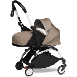 BABYZEN Kinderwagen YOYO2 0+ White Mit Neugeborenenaufsatz Taupe