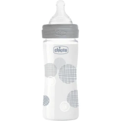 Chicco Well-Being Glas 240ml, Normaler Durchfluss, Neutral, 0M+
