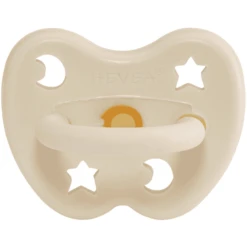 HEVEA Schnuller - Naturkautschuk Milky White, Kiefergerecht, Stern & Mond (ab 3 Mon.)
