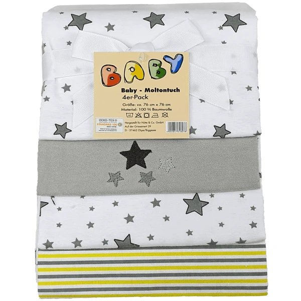 HÜTTE & CO Moltontücher 4er Pack Sternchen 3 HÜTTE & CO Moltontücher 4er Pack Sternchen