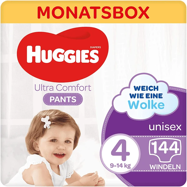 Huggies Windeln Comfort Pants-Windel, Größe 4 144 Windelhosen 3 Huggies Windeln Comfort Pants-Windel, Größe 4 144 Windelhosen