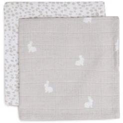 Jollein Spucktuch Musselin 2er-Pack Rabbit Nougat