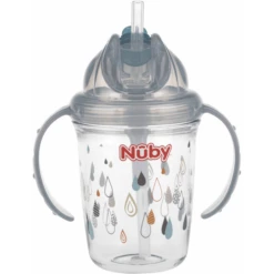 Nuby Nûby 360° Trinklhalmtasse Aus Tritan 240 Ml In Grau