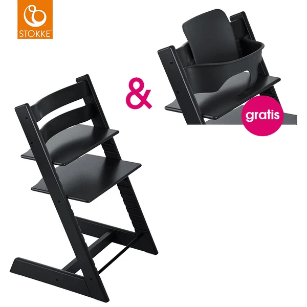 STOKKE® Tripp Trapp® Hochstuhl Buche Schwarz + Gratis Baby Set Schwarz 3 STOKKE® Tripp Trapp® Hochstuhl Buche Schwarz + Gratis Baby Set Schwarz