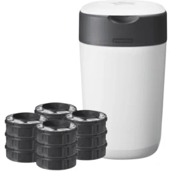 Tommee Tippee Windeleimer Twist & Click Sangenic, Inklusive 12x Nachfüllkassetten, Weiß
