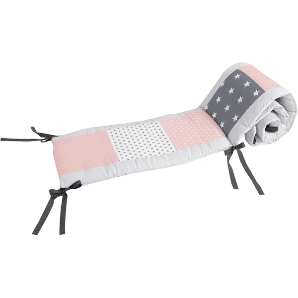 Ullenboom Patchwork-Nestchen Für Babybett 140x70 Cm Rosa Grau (210 Cm Kopfbereich) 3 Ullenboom Patchwork-Nestchen Für Babybett 140x70 Cm Rosa Grau (210 Cm Kopfbereich)